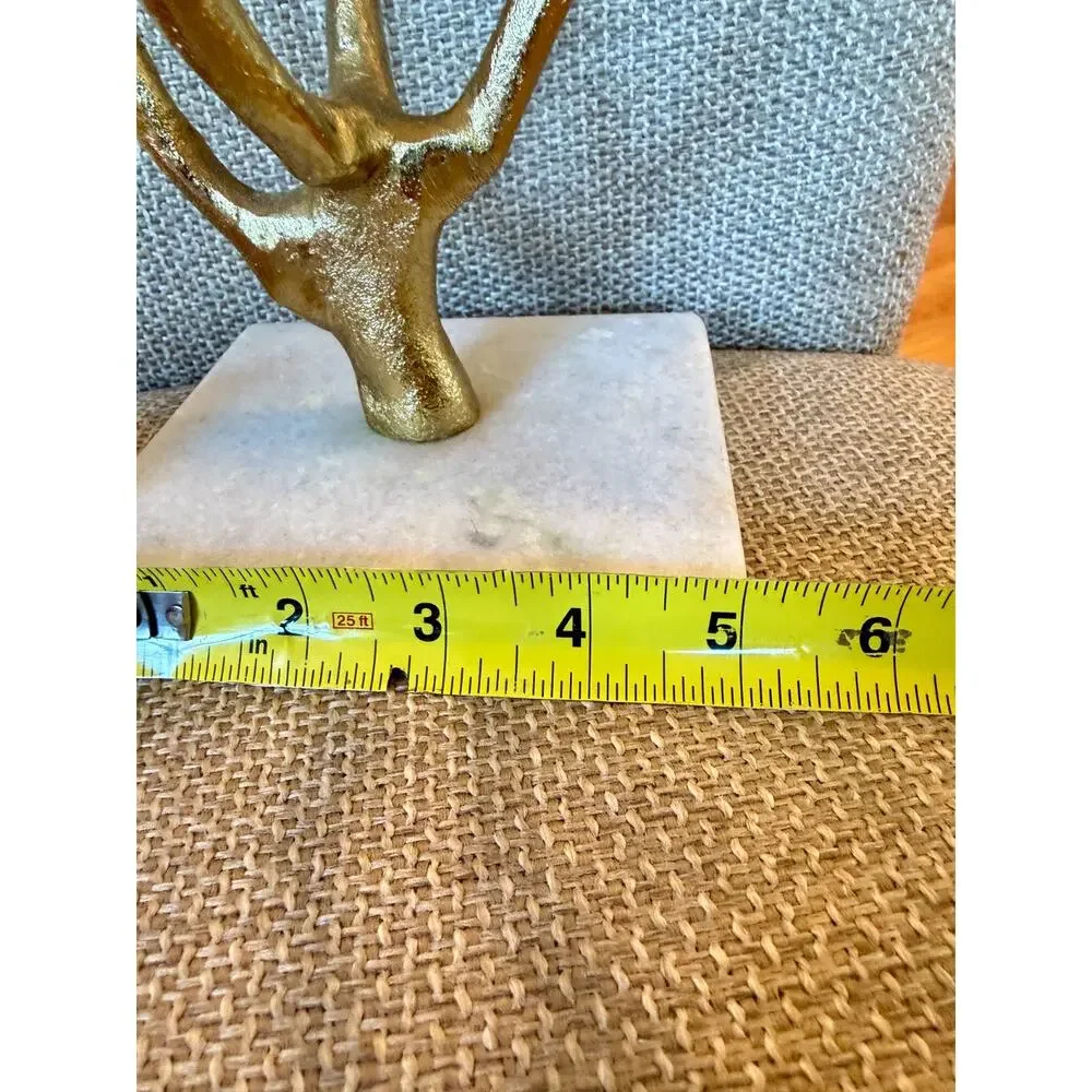 West Elm Gold Coral Jewelry Organizer Tree Stand Marble Base Coastal Decor Ocean
